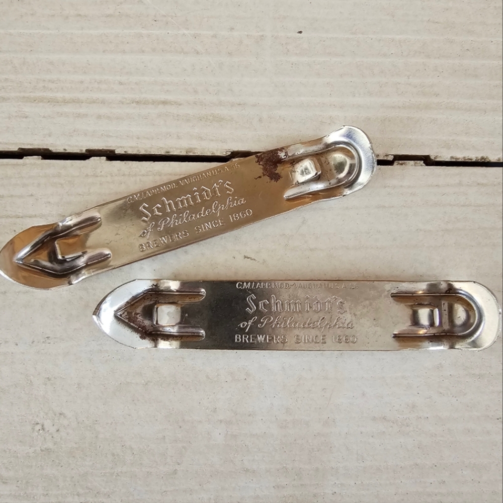 Pair Of Vintage '60s "Schmidt's Of Philadelphia" Metal Bottle Openers